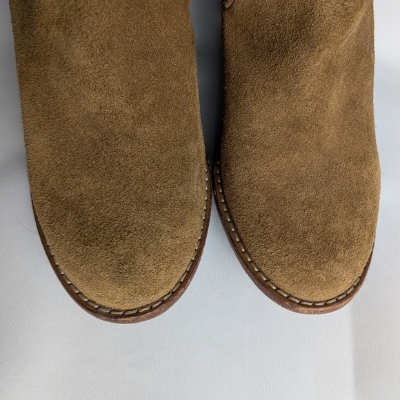 UGG Australia Aubrie Tan Suede Wood Wedge Heel Size 6 Winter Boots Women - Picture 10 of 11